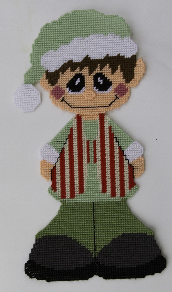 Christmas Boy Elf Wall Hanging- Plastic Canvas Pattern or Kit