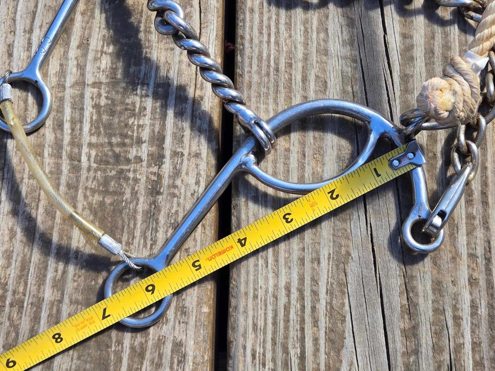 CC MAKER MARKED Size 5" Twisted Gag Rope Nose Western Combination Bit Hack Combo