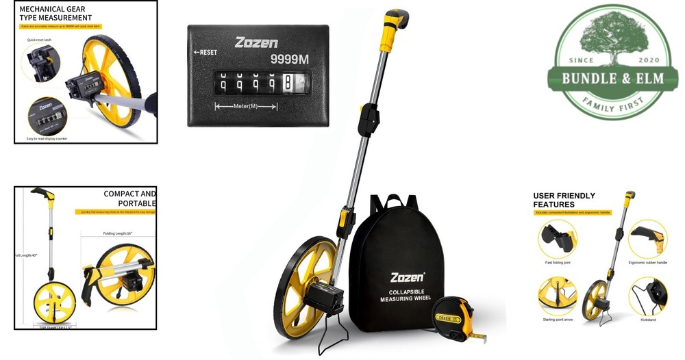 Innovative 10,000m Measuring Wheel - Foldable Design with Backpack, Easy Reset