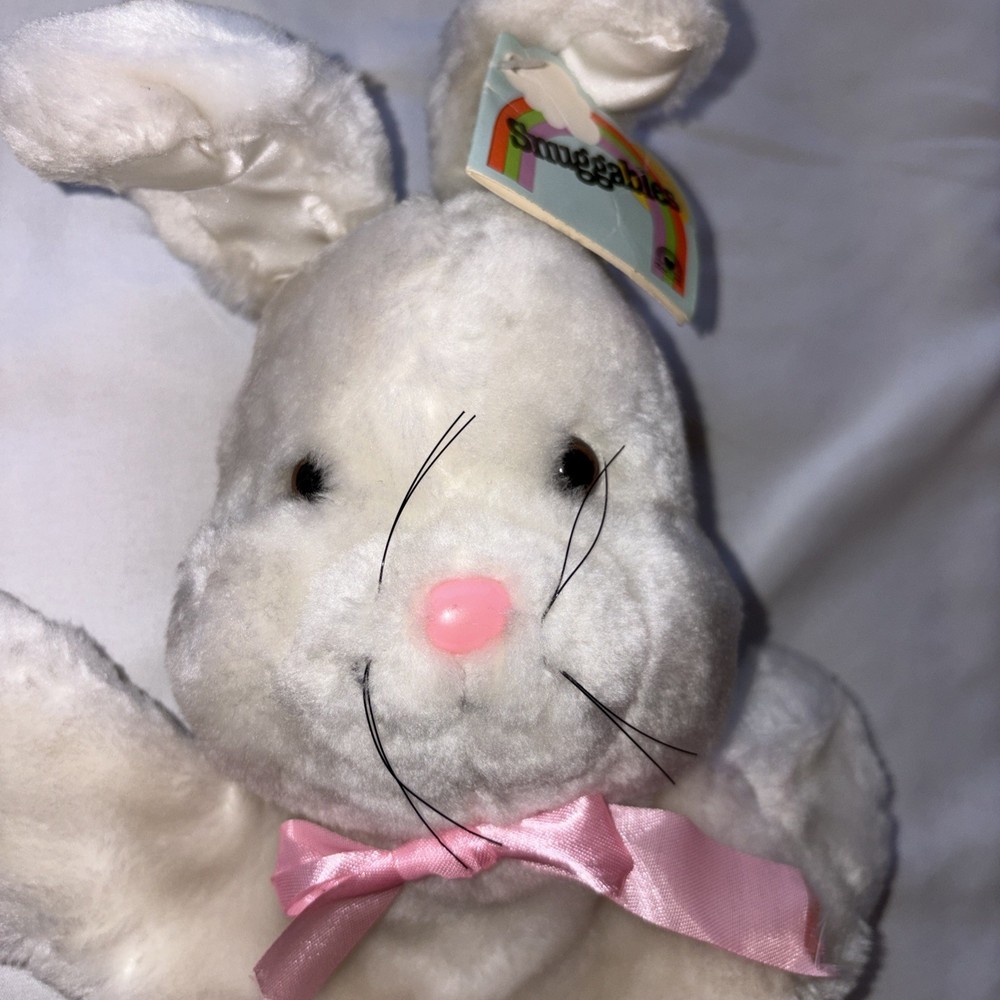 Vintage 1983 Snuggables Bunny Rabbit Puppet White