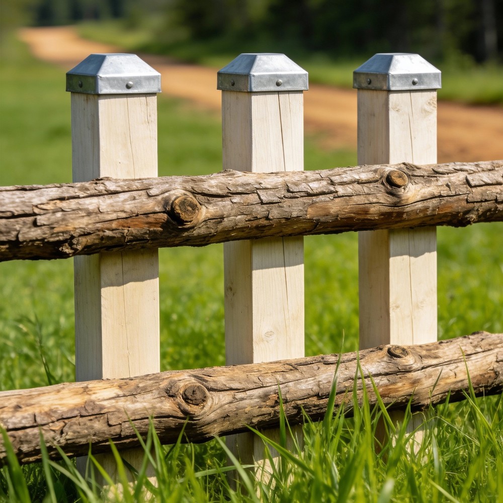 8Pcs Fence Post Cap, Galvanized Deck Post Caps Fit 2" x 2" Pipe, Silver