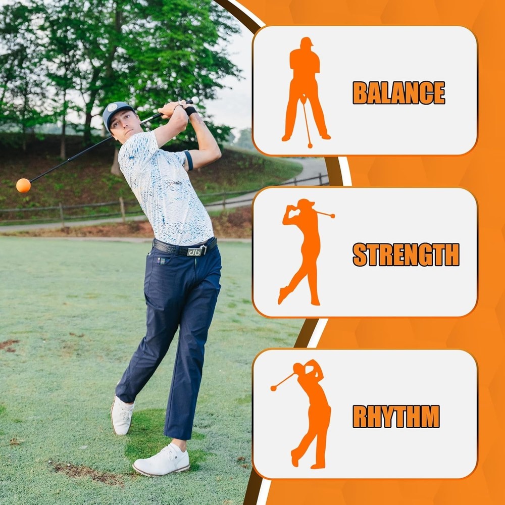 Golf Swing Trainer Aid Patented & for Improved Rhythm, Flexibility, Balance,...