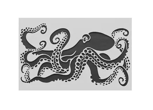 6"x10" Plastic Stencil - Octopus (RE273)*****