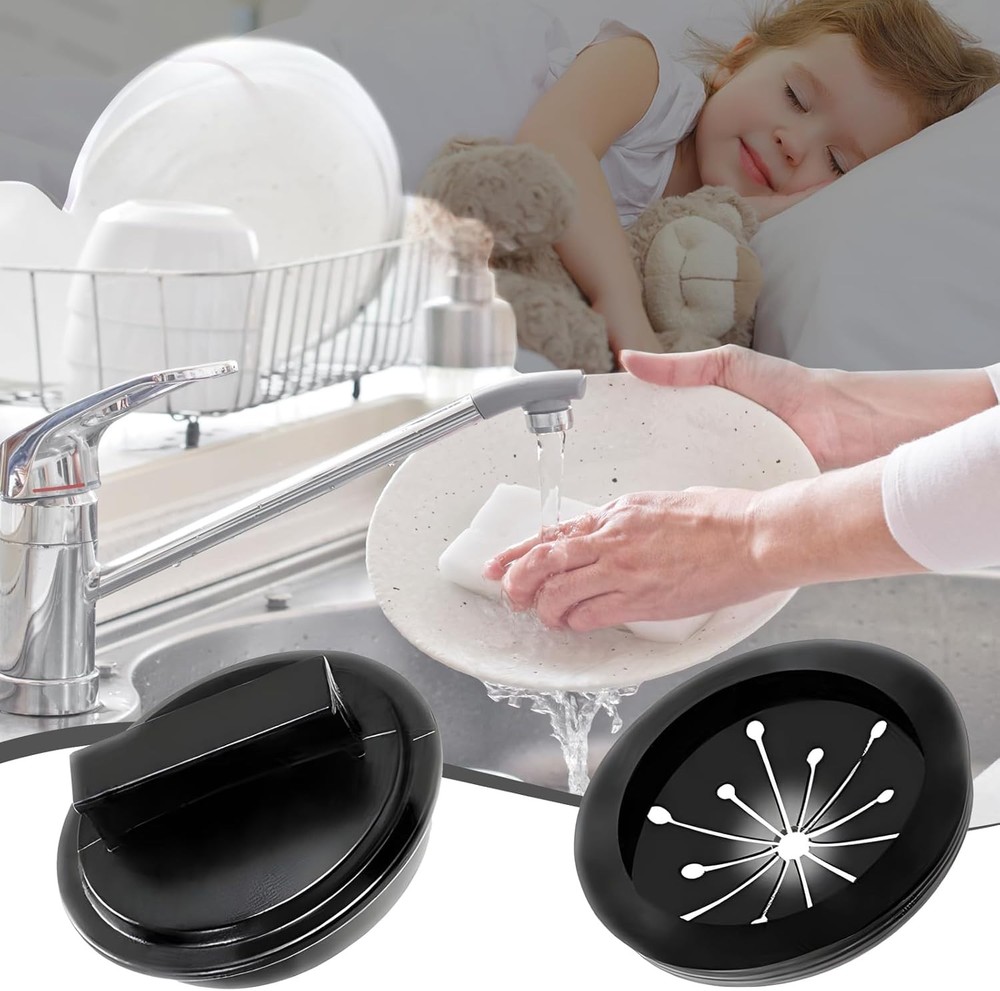 3 Inch Garbage Disposal Splash Guard and Kitchen Sink Stopper, Black