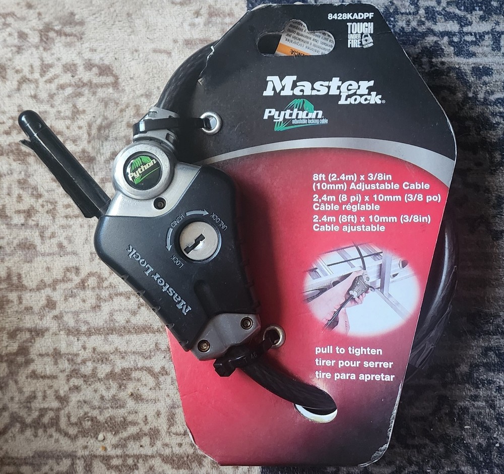 MasterLock 8428KADPF 8 Ft Python Vinyl Coated Steel Adjustable Locking Cable