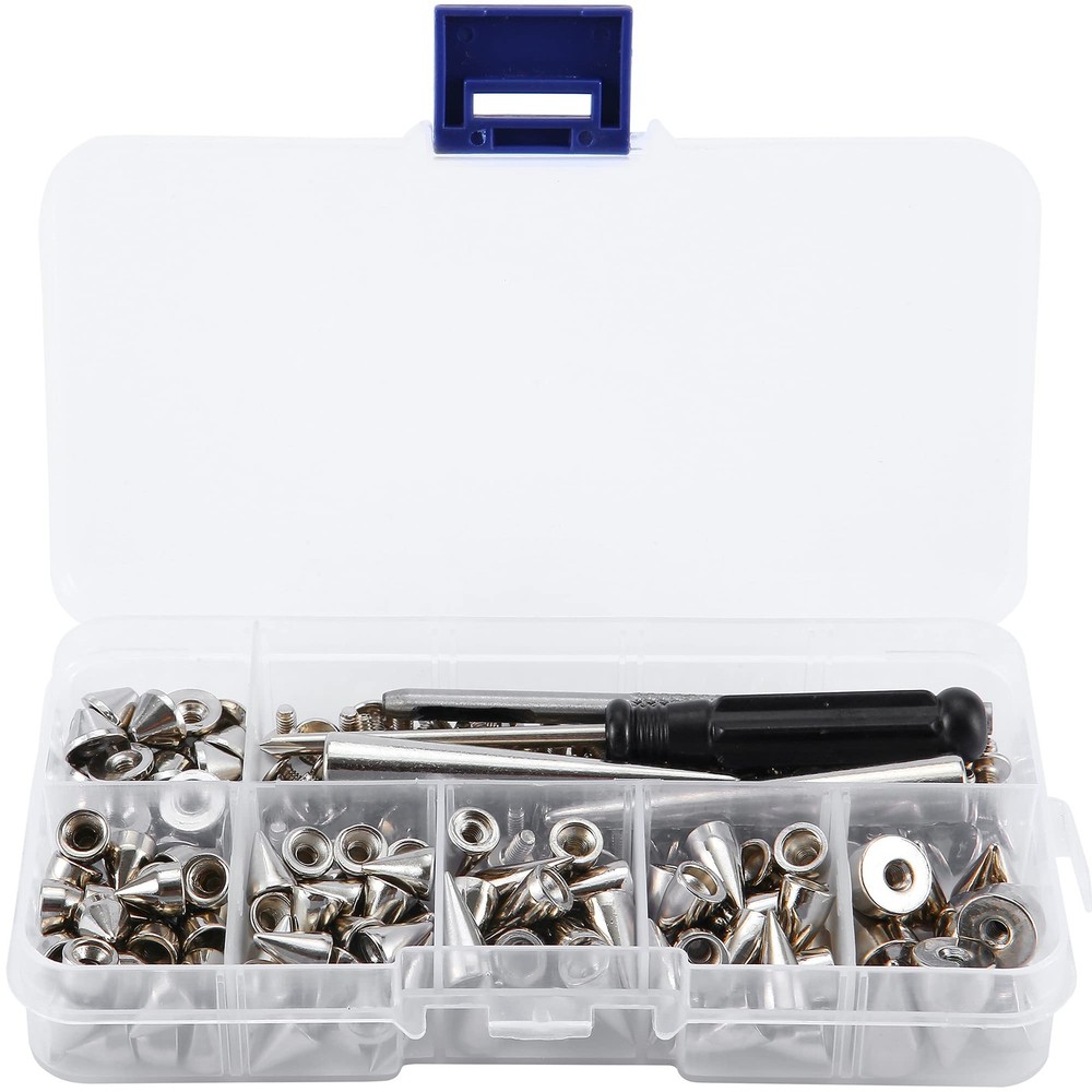 135 Sets Mixed Shape Spikes and Studs Assorted Sizes Spike Studs for Clothing...