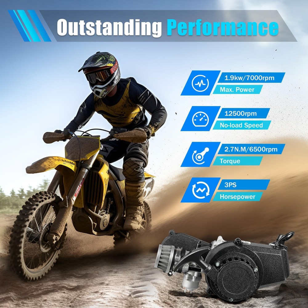 49cc 2 Stroke Gas Engine Pull Start Mini Bike Engine with T8f Chain Air-Cooled