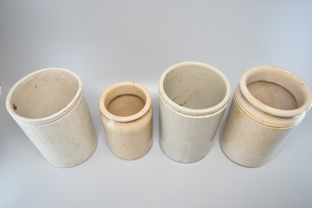 Vintage Stoneware Storage Jars X4