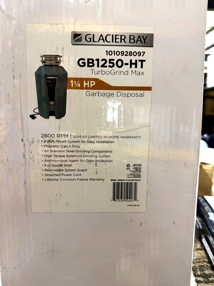 Glacier Bay Garbage Disposal Turbo Grind Max 1-1/4 hp Continuous Feed Power Cord