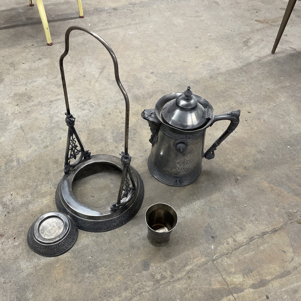 Antique Victorian Silverplate Tilting Water Coffee Pitcher