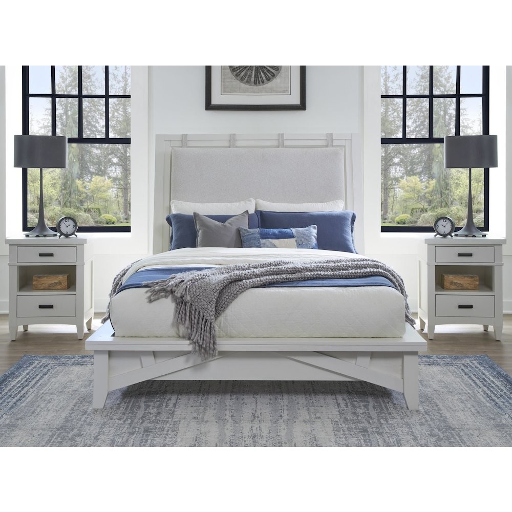 Modern Bedroom King Platform Bed with 2 Nightstands