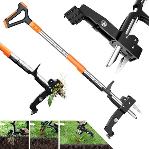Weed Puller Tool, Heavy Duty Stand Up Weed Puller with 39.3" Long Handle Orange