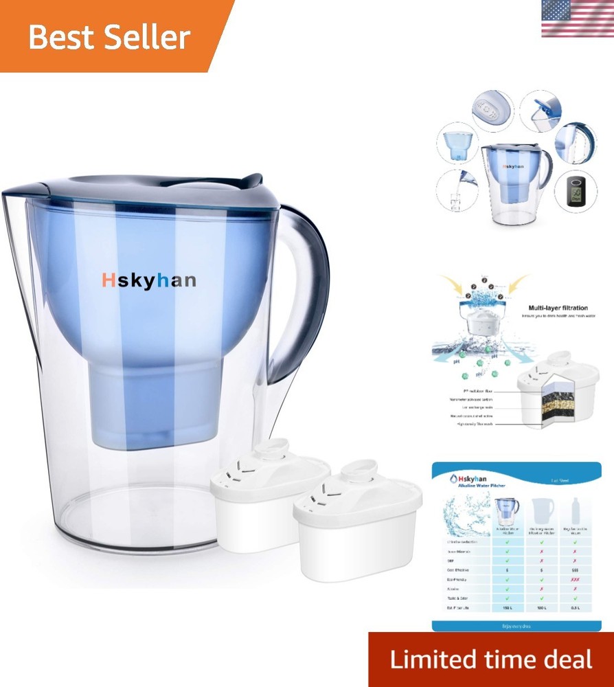 Alkaline Water Filter Pitcher 3.5L with 2 Filters BPA Free 7 Stage Purification
