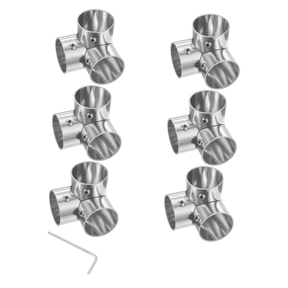 6-Pack Structural Pipe Connector, Right Angle Tee Pipe Fittings Silver