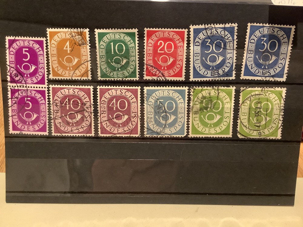 Germany 1952 numeral & posthorn used stamps Ref A212