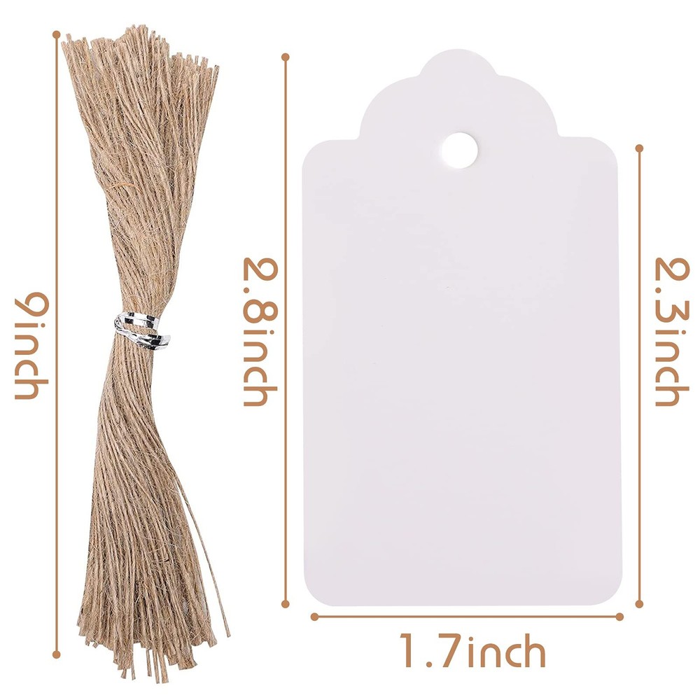 Paper Tags Gift Hang Tags With String 200pcs White