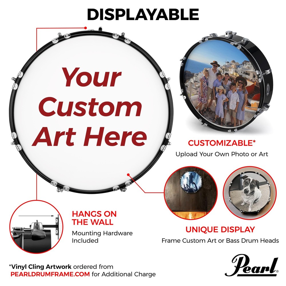 Pearl Frame 20x5 Playable Display Drum Wall Mount Custom Graphics