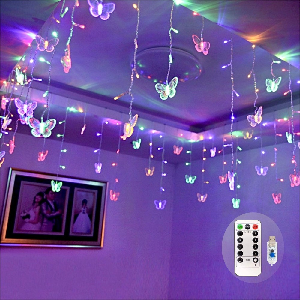8 Modes 120 LED 19.7FT Firefly Twinkle Timer String Lights with Remote,Butter...