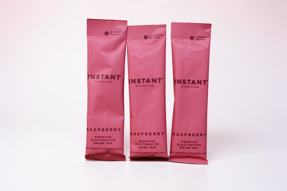 Instant Hydration Electrolytes Powder ~ 3 Single Serving Packs ~ Raspberry