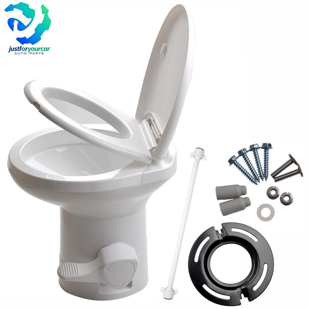 ​20'' RV Camper Toilet Gravity Flush Toilet Foot Pedal Flush HDPE Caravan Travel