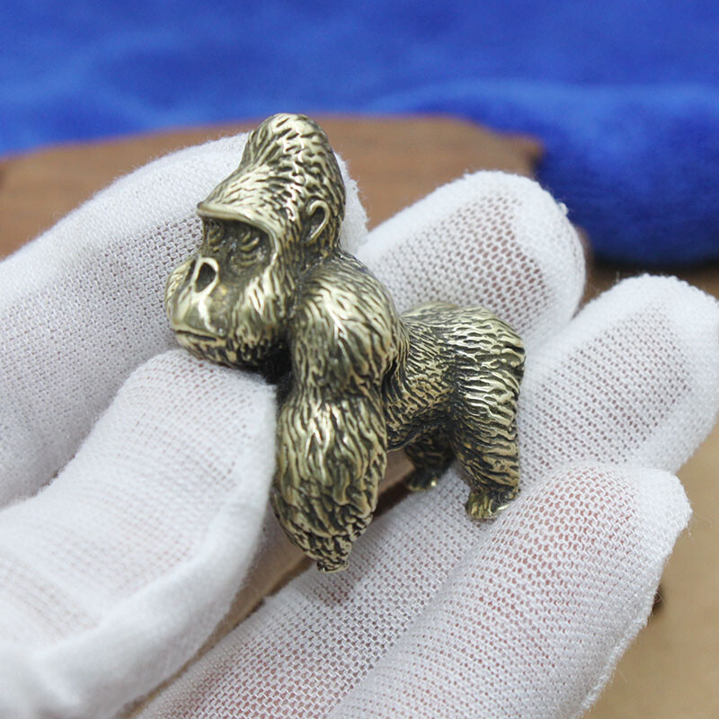2Pack- Solid Brass Gorilla Figurine Statue Home Ornaments Animal Figurines Gift