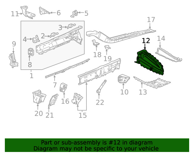 Genuine GM Driver Side Front Compartment Outer Side Rail Extension 84303517