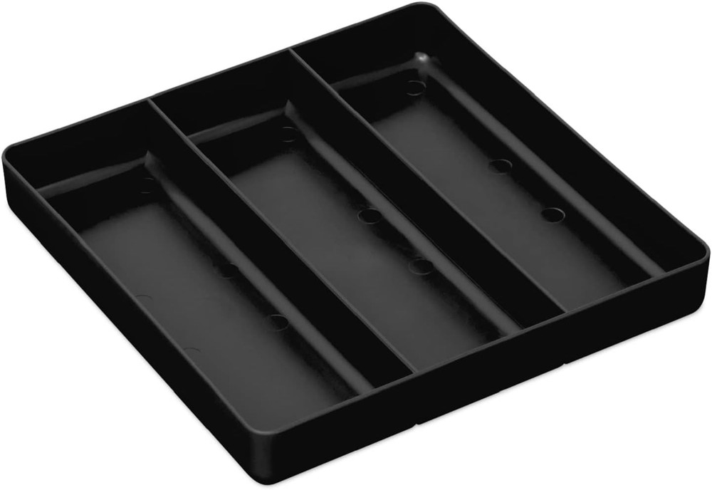 Stackable Home, Office & Workshop Tray in Black with 3 Compartments - Ideal for