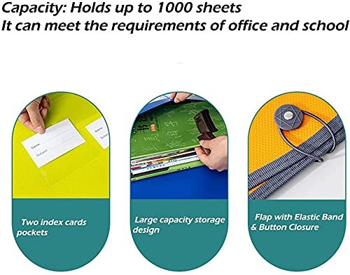 Expanding File Folder Document Organizer with Elastic Cord & Green/Blue/Red