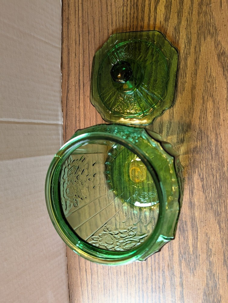 Hocking Mayfair Green Cookie Jar w/Lid