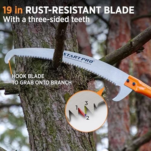 18ft Telescopic Tree Pruning Saw - Lightweight Extendable Pole Saw with Sharp Bl