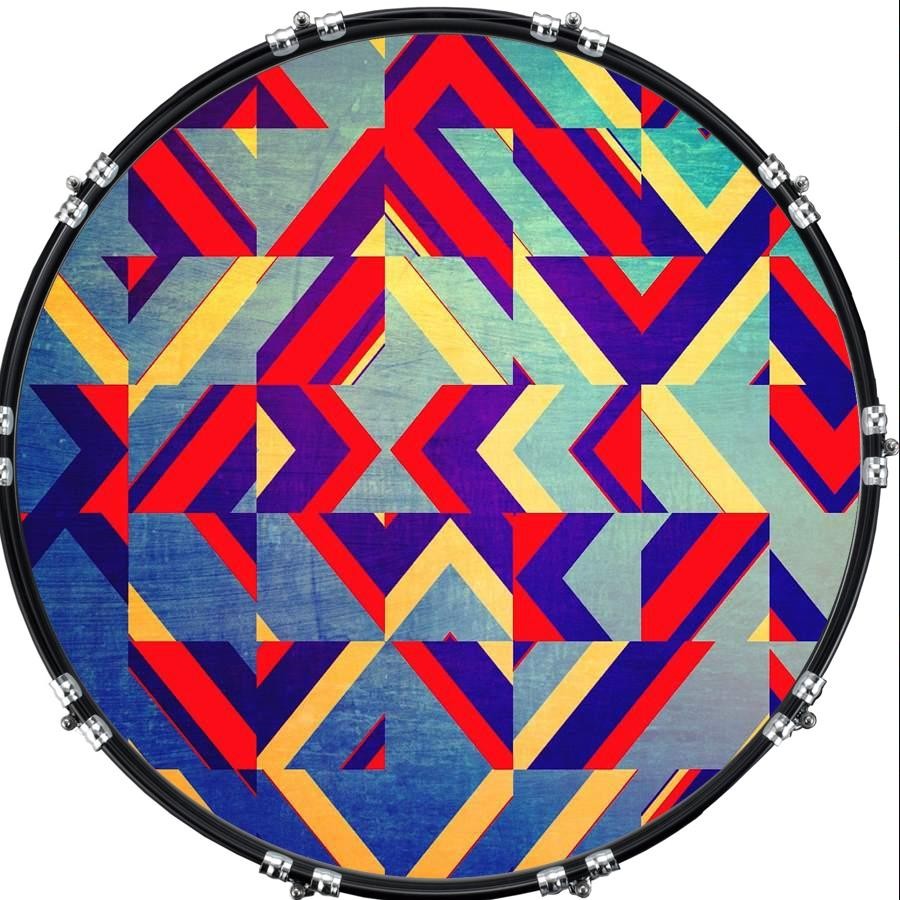 Custom 22" Kick Bass Drum Head Graphical Image Front Skin Geometry 4