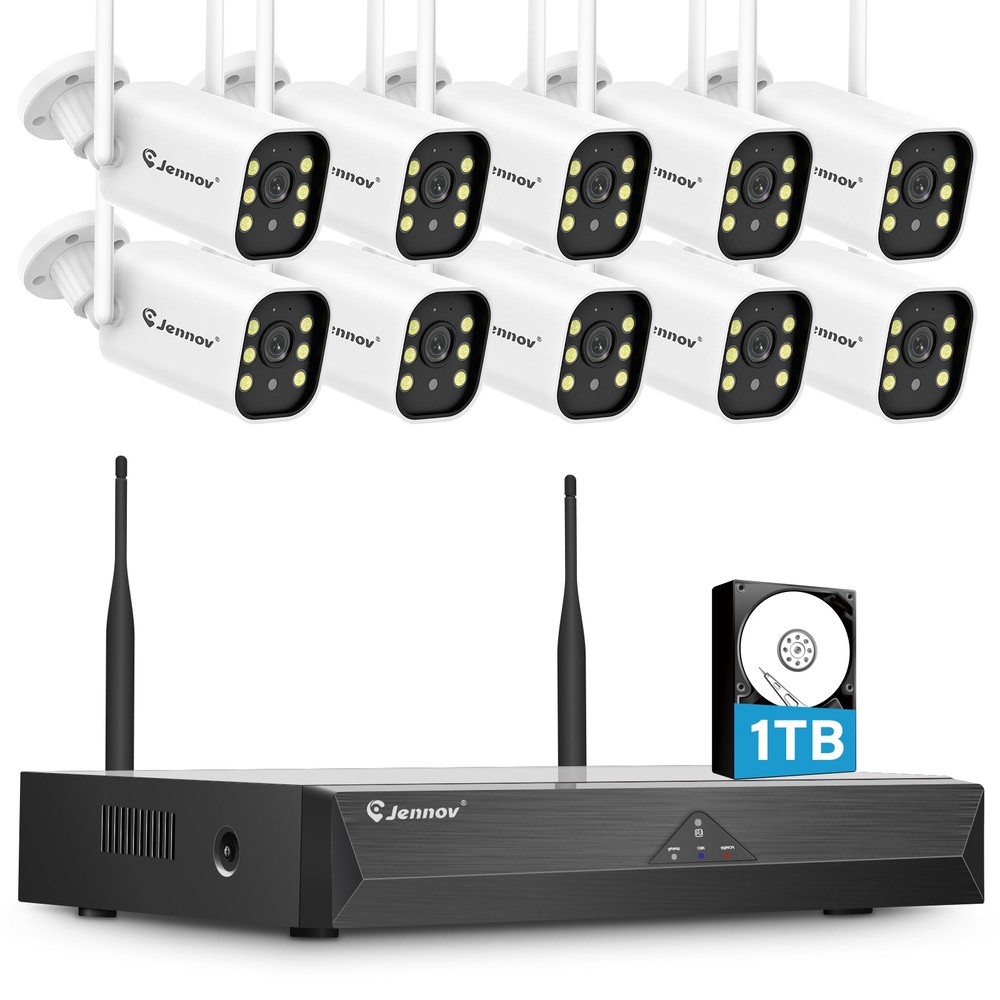 10 Pcs Cameras Wireless CCTV Security Camera System WiFi 10CH 5MP NVR Audio