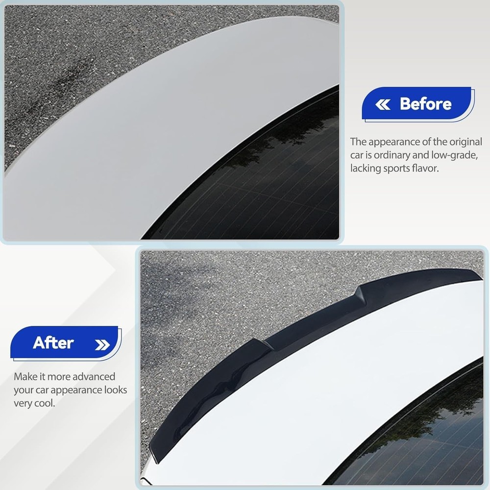 Rear Spoiler Roof Lip Kit - 4FT Gloss Black V-Style Spoiler Wing, Style: Basic
