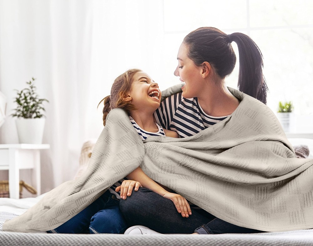 Utopia Bedding 100% Cotton Thermal Blanket Khaki Throw Size Throw,