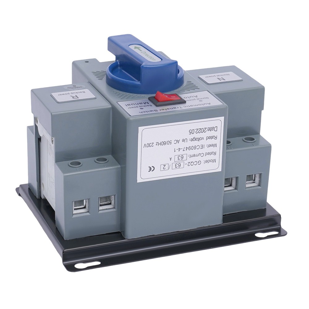 63A ATS Dual Power Automatic Transfer Switch for Generator Changeover Switch 2P