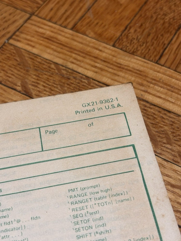 Vintage IBM 5280 Data Description Specification Sheets - UNUSED BOOK