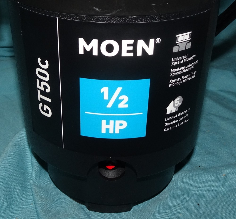 = new = open box = Moen prep GT50C GT Series 1/2 HP Continuous Garbage Disposal