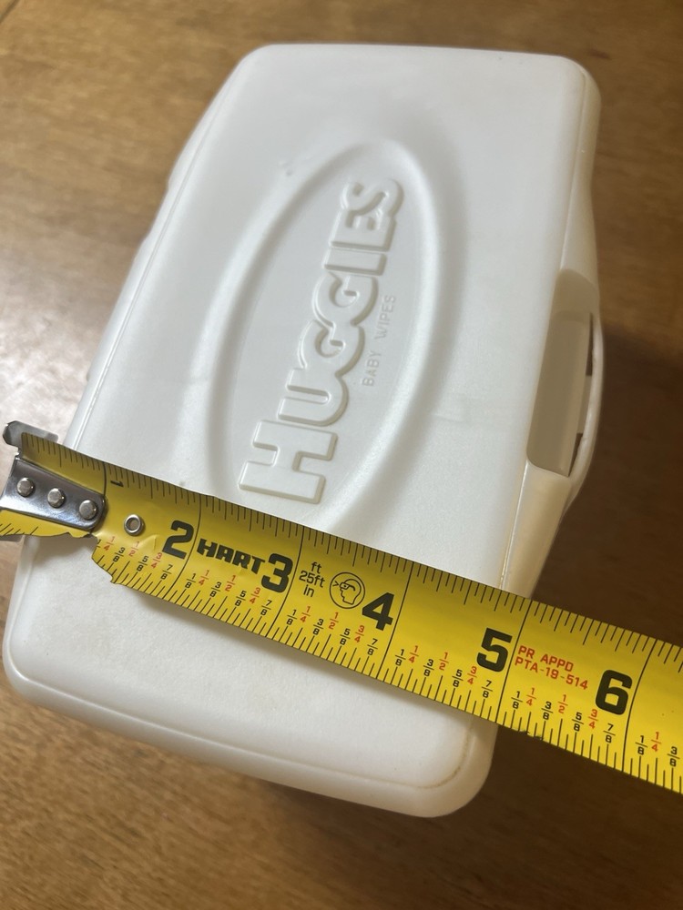 VTG Huggies Baby Wipes Hard Case White Empty Refillable Container