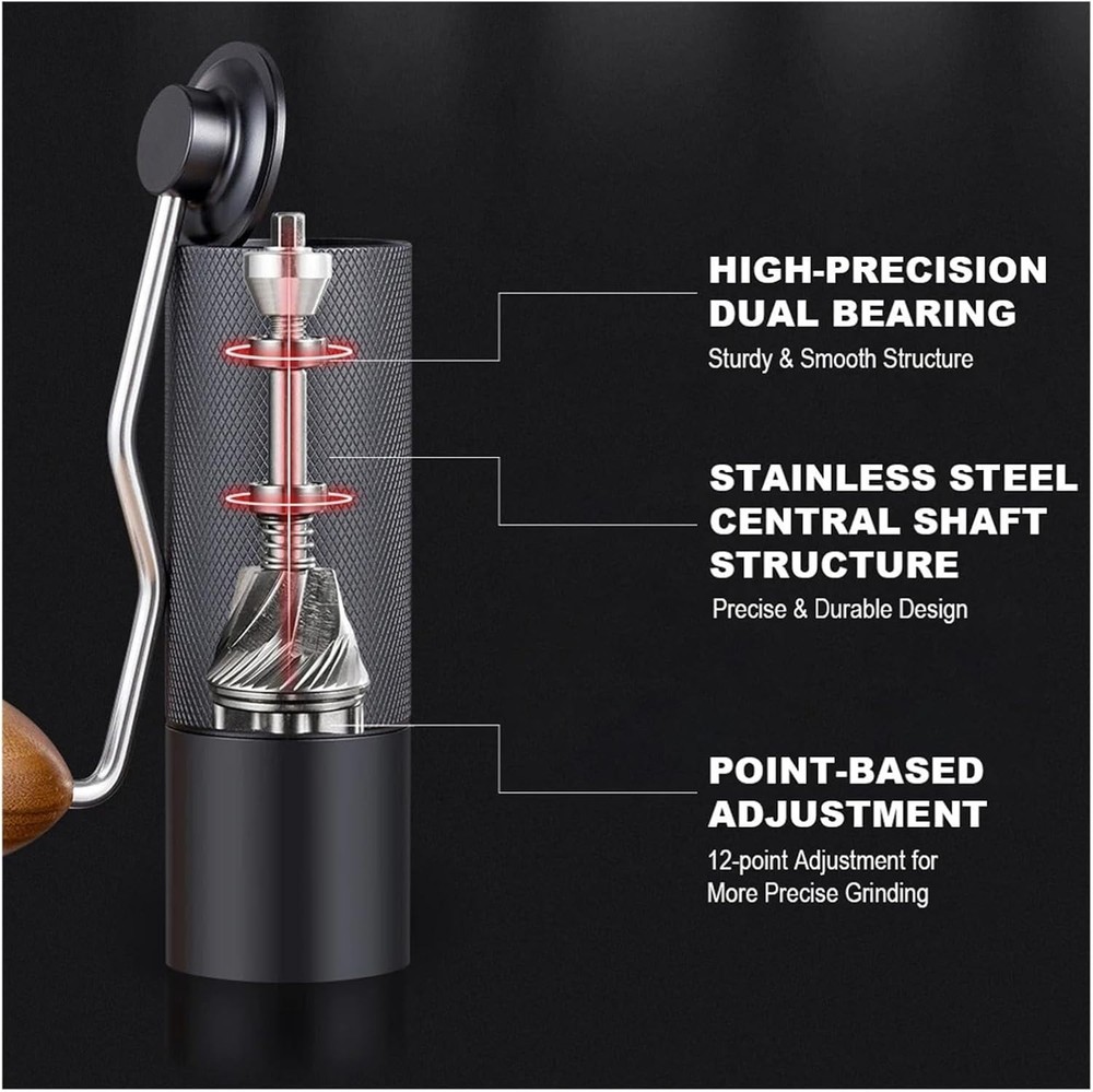 Manual Coffee Grinder Stainless Steel Conical Burr Adjustable Setting Grinder