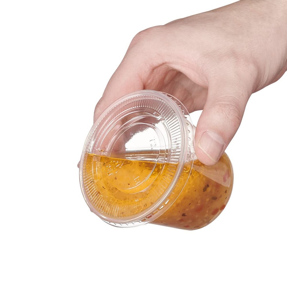 200 Sets - 5.5 oz. Plastic Disposable Portion Cups with Lids Souffle Cups