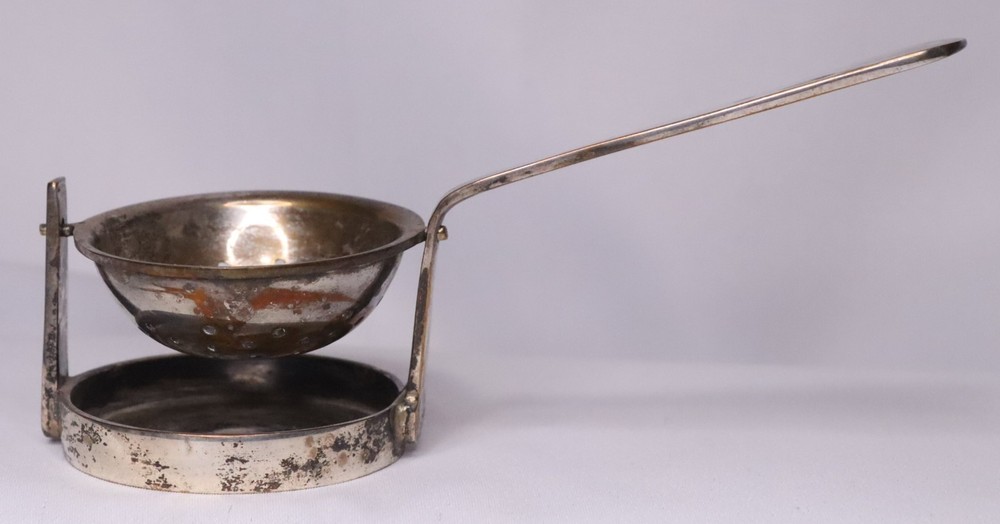 Vintage Tea Strainer Over the Cup w/ attached Drip Plate