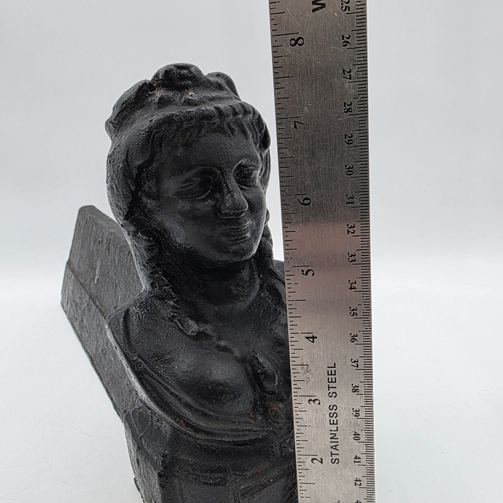 19th Century Queen Bust Firedogs, Antique Cast Iron