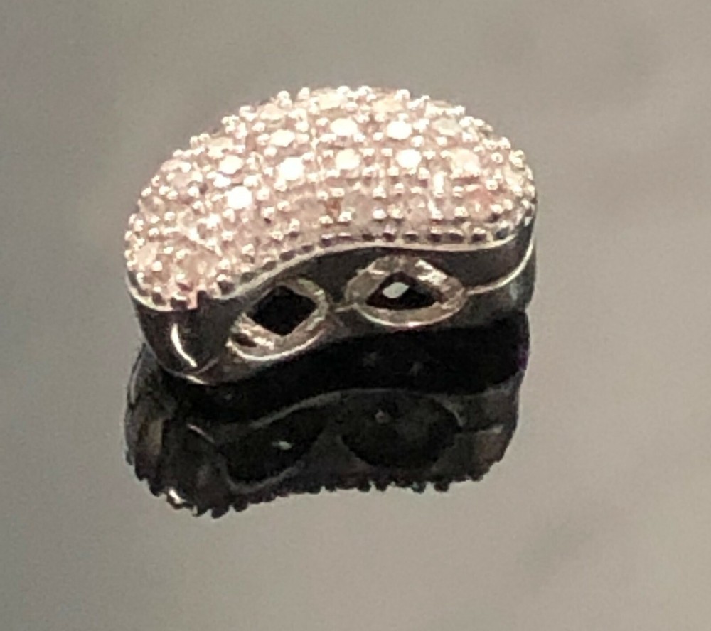 ADORABLE GENUINE DIAMOND BEAN STERLING SILVER OPEN PENDANT