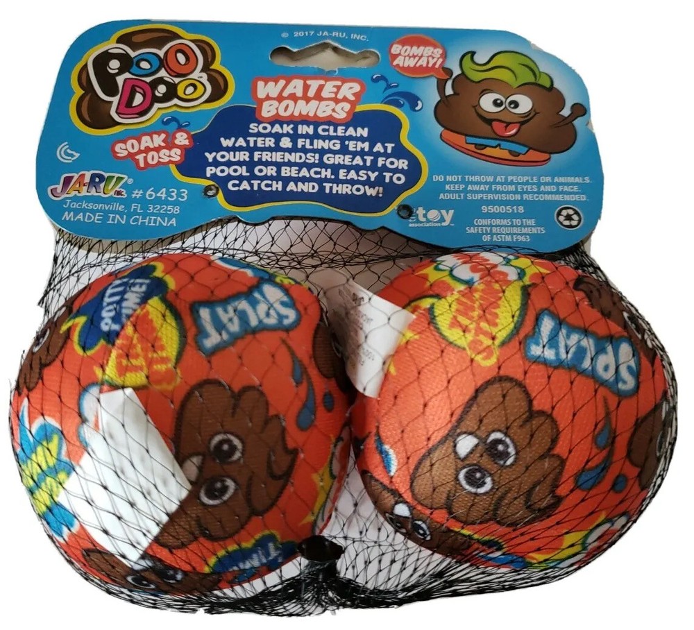 POO DOO SOAK & TOSS WATER BOMBS, 2 PACK, NEW