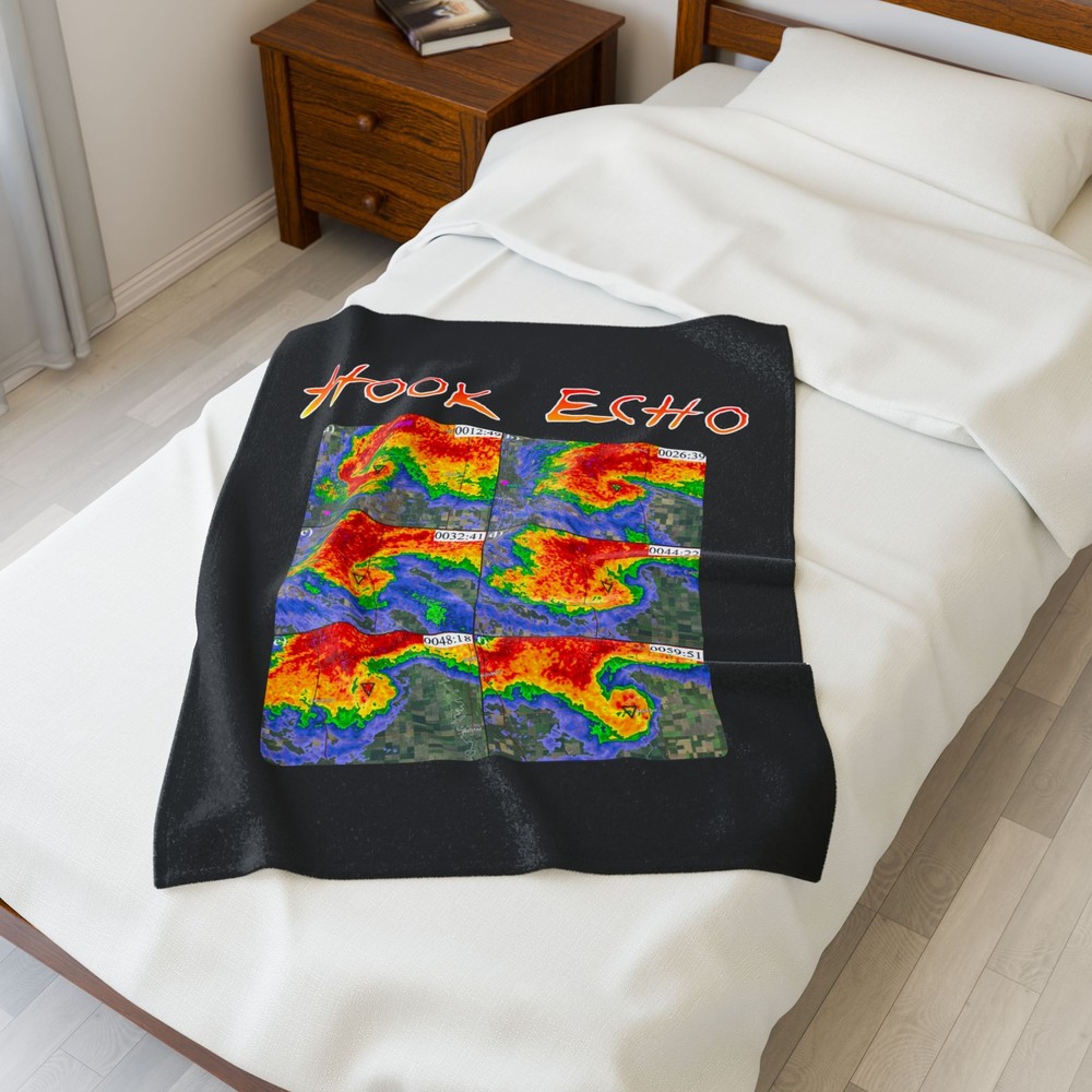 Weather Radar Plush Blanket - Hook Echo Design, Storm Chaser Gift