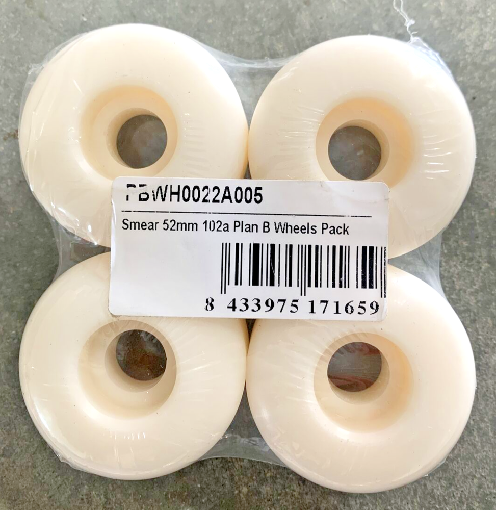 Plan B Wheels 4 Pack Smear 52mm 102a PBWH0022A005 NEW