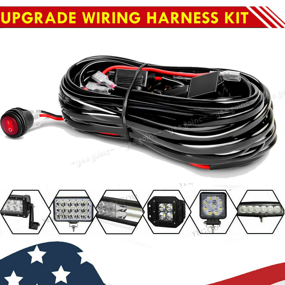 Wiring Harness Kit Fuse ON OFF Switch Relay For LED Fog Work Light Bar 12V 40A
