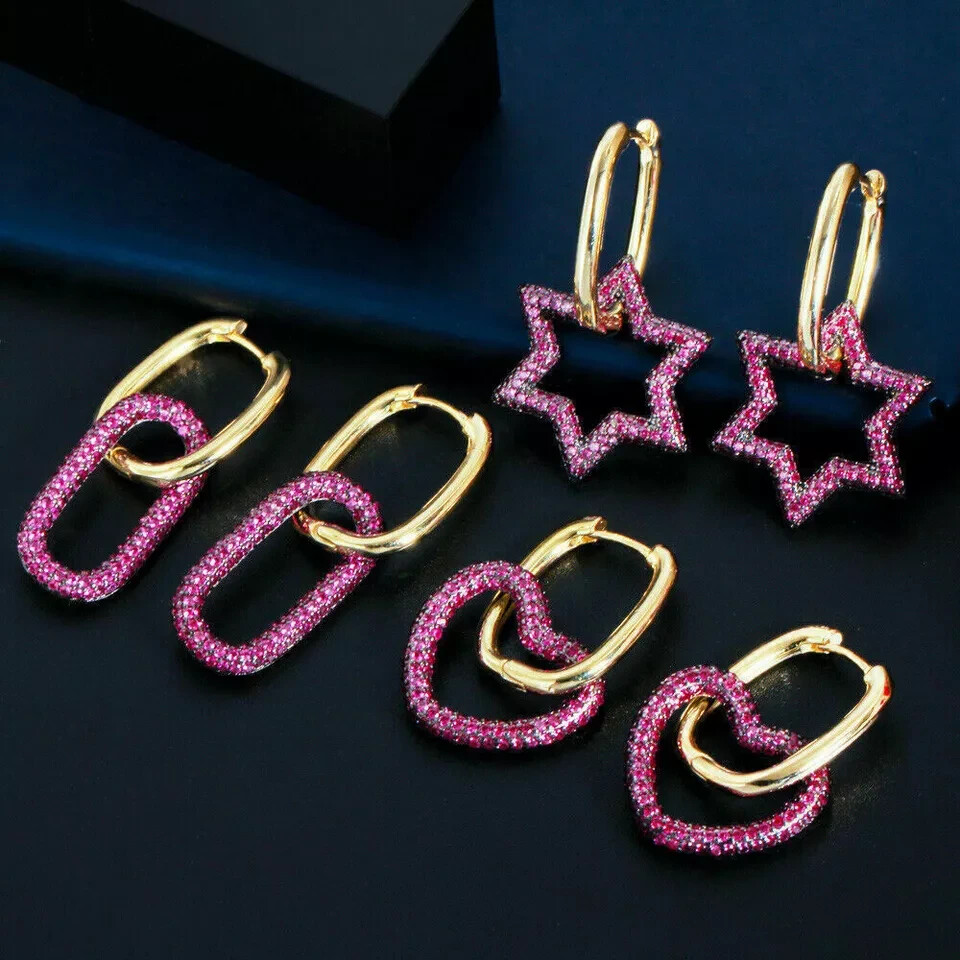 1.50Ct Lab Created Red Ruby Oval Drop/Dangle Earrings 14K Yellow Gold Finish