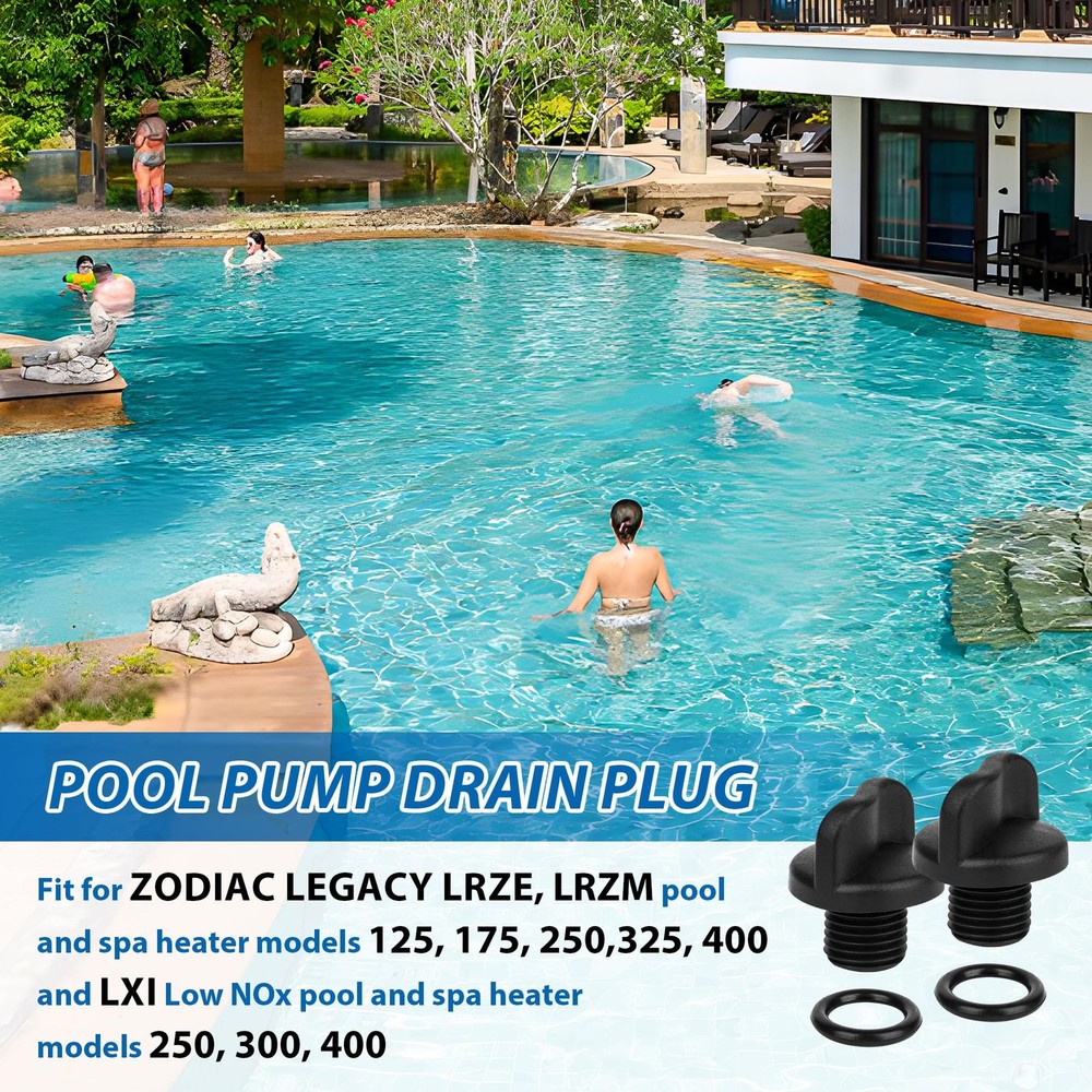 NBPLUS R0446000 Pool Pump Drain Plug with O-Ring, Filter Black