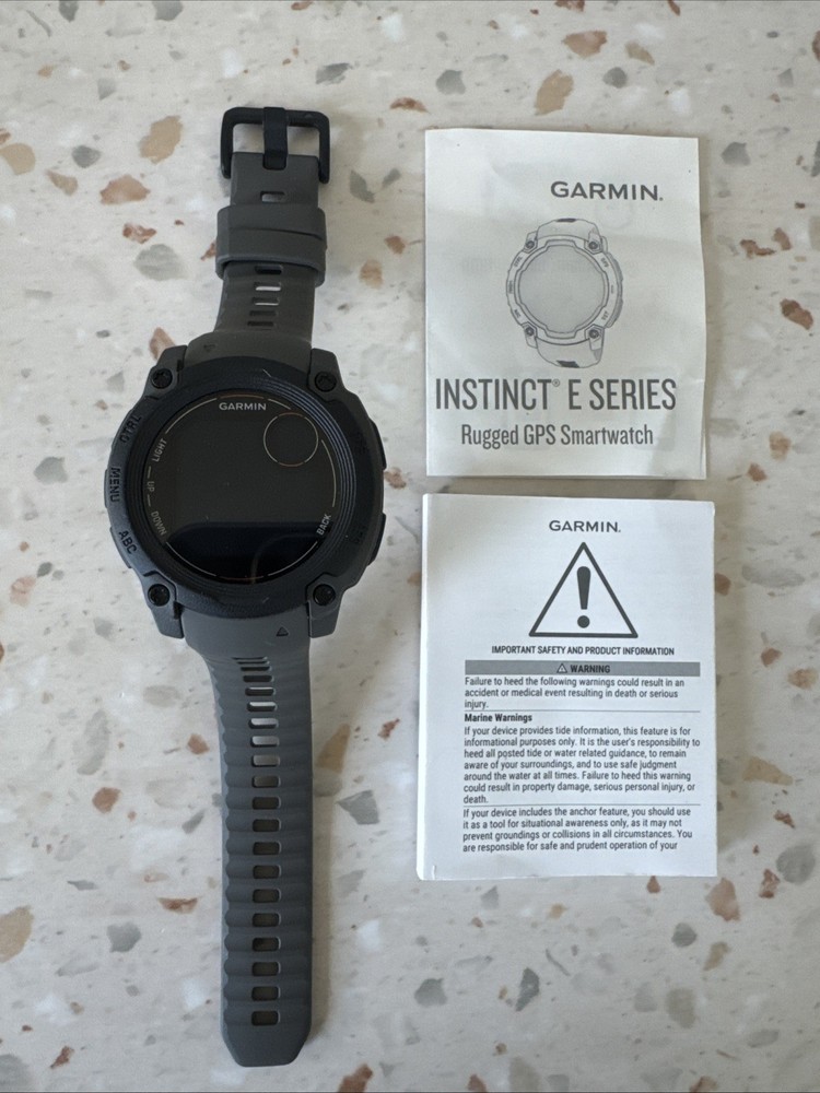 Garmin Instinct E 40mm Black w Charcoal Band GPS Durable Rugged/No Box